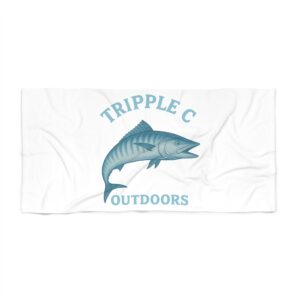 Fishing Beach Towel, Outdoor Fun Gear, Coastal Home Decor, Summer Gift For Anglers, Tripple C Outdoors Design