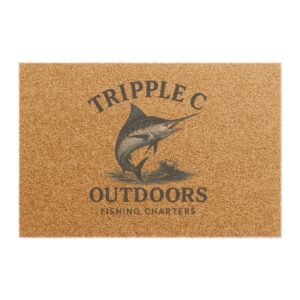 Fishing Charter Doormat with Custom Design, Outdoor Entrance Rug, Personalized Welcome Mat, Gift for Fishermen, Nautical Home Decor