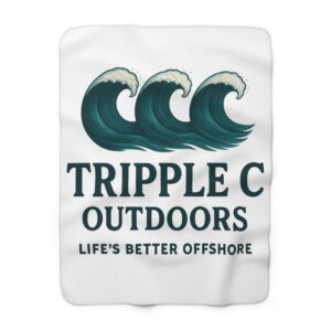 Sherpa Blanket - Tripple C Outdoors "Life's Better Offshore" Ocean Wave Throw