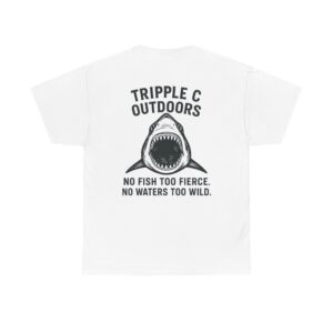 Fierce Outdoor Adventure Tee, Funny Fishing Shirt, Unisex Graphic Cotton Tee, Shark Design Apparel, Great Gift for Adventurers