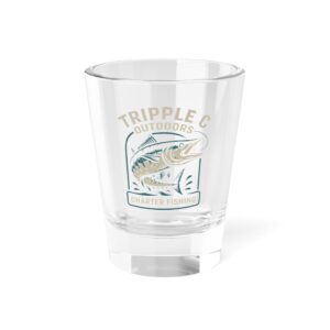 Fishing Shot Glass, Vintage Fisherman Gift, Tripple C Outdoors, Charter Fishing Souvenir, Barware for Anglers