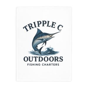Fishing Charter Plush Fleece Blanket, Cozy Outdoor Decor, Gift for Fishermen, Fishing Lover's Present, Marine Theme Home Accent