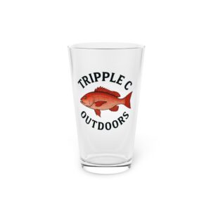 16oz Outdoor Adventure Pint Glass, Custom Beer Glass, Fishing Gift, Tripple C Outdoors, Perfect for BBQs, Camping, and Parties