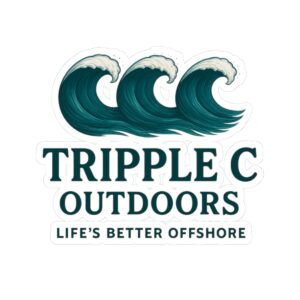 Tripple C Outdoors Sticker — 'Life's Better Offshore' Wave Kiss-Cut Sticker