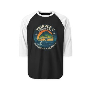 Saltwater Charters Raglan Shirt, Fishing Gift, Outdoor Adventure Tee, Men's Fishing Shirt, Casual Wear Top