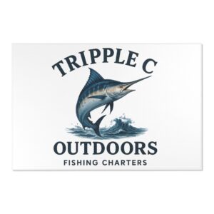 Fishing Themed Area Rug, Nautical Home Decor, Tripple C Outdoors Gift, Fishing Charter Decor, Coastal Living Rug
