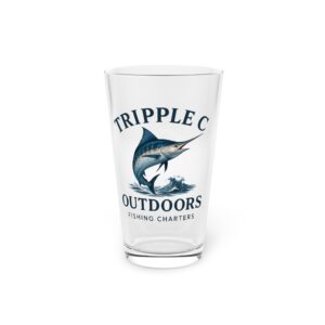 Fishing Charter Pint Glass, Custom Drinkware, Outdoor Adventure Gift, Beer Glass, Unique Fishing Gifts